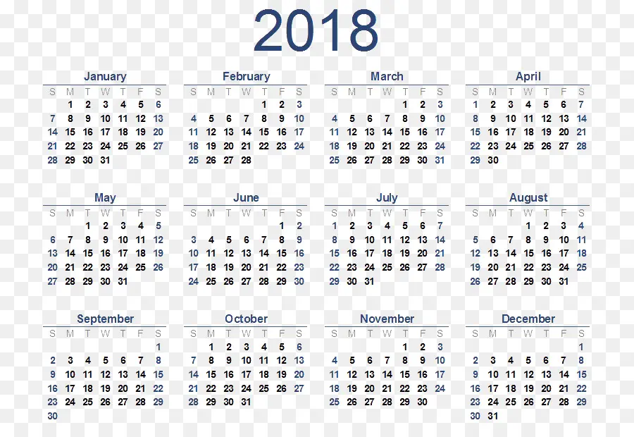 Calendário 2018，Datas PNG
