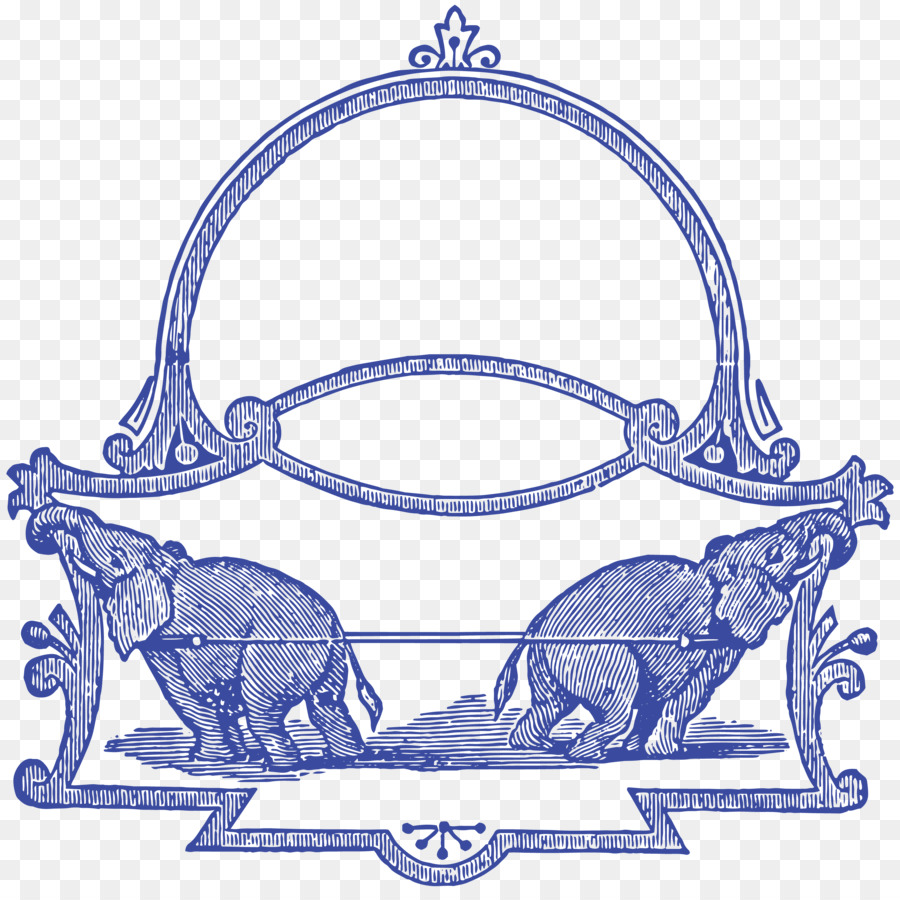 Moldura De Elefante Azul，Decorativo PNG