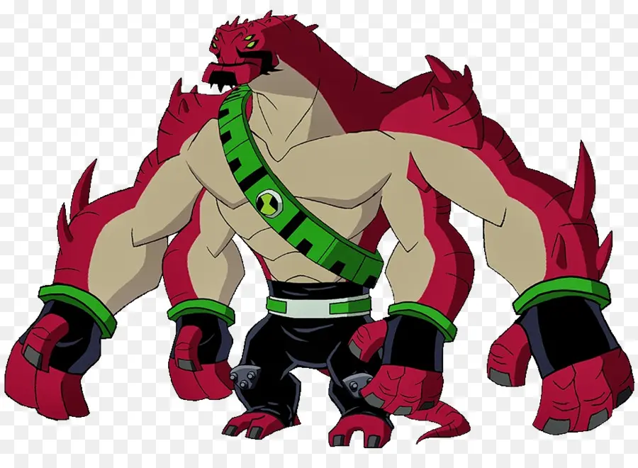 Monstro Vermelho Dos Desenhos Animados，Muscular PNG