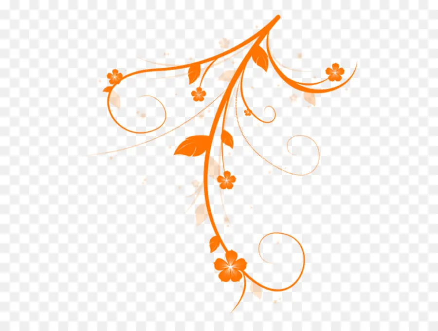 Desenho Floral Laranja，Flores PNG