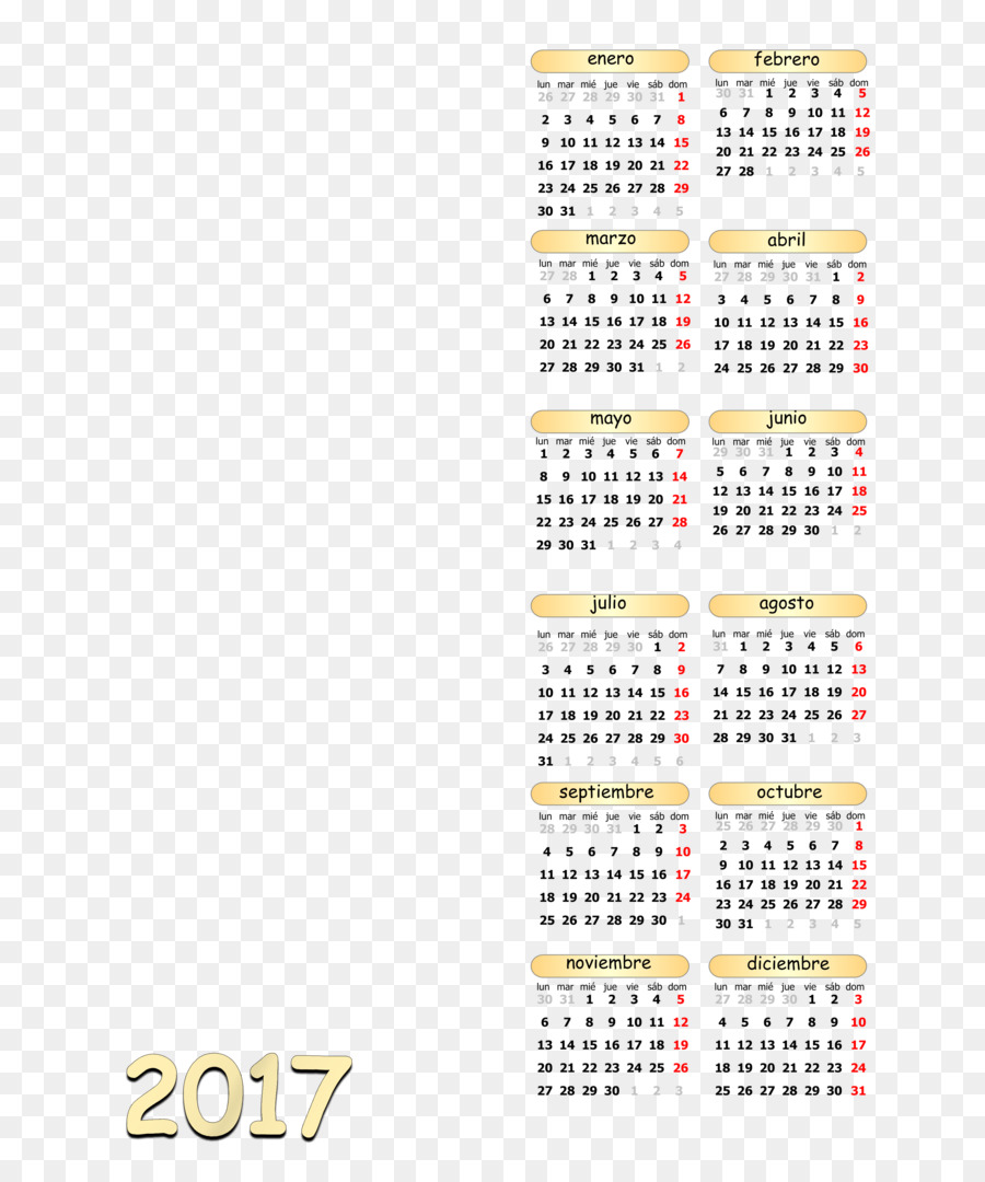 Calendário 2017，Ano PNG