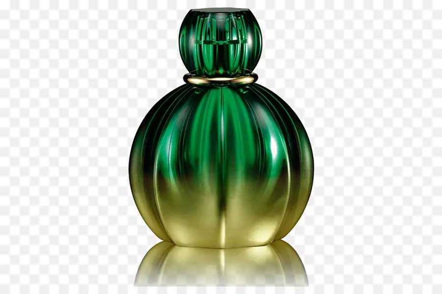 Frasco De Perfume Verde E Dourado，Fragrância PNG