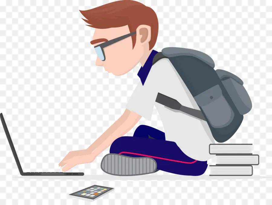 Estudante Com Laptop，Mochila PNG