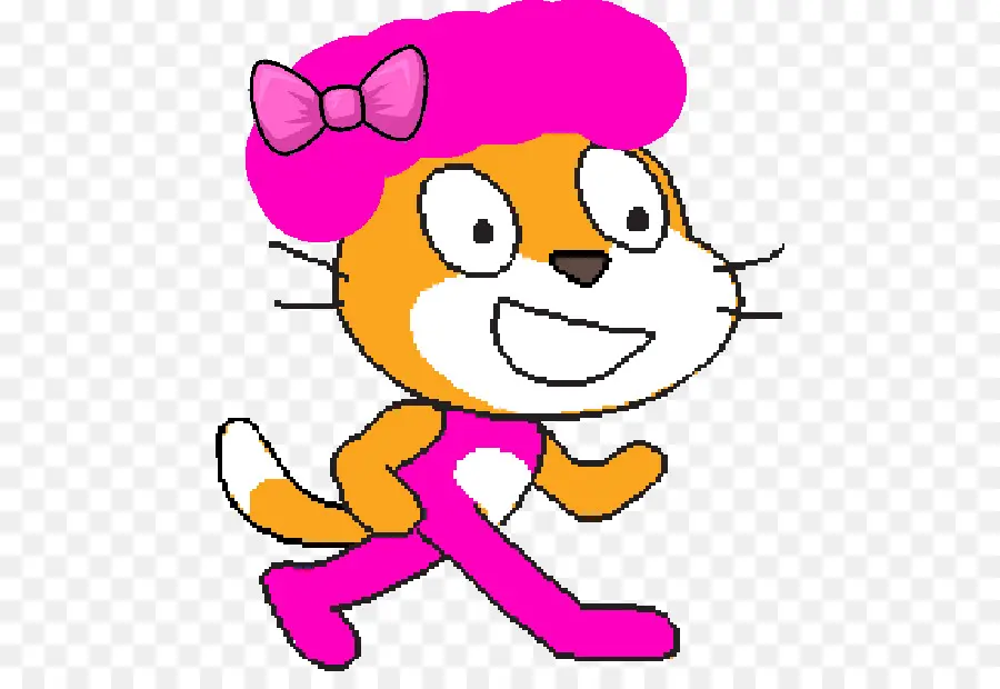 Gato De Desenho Animado，Laço Rosa PNG