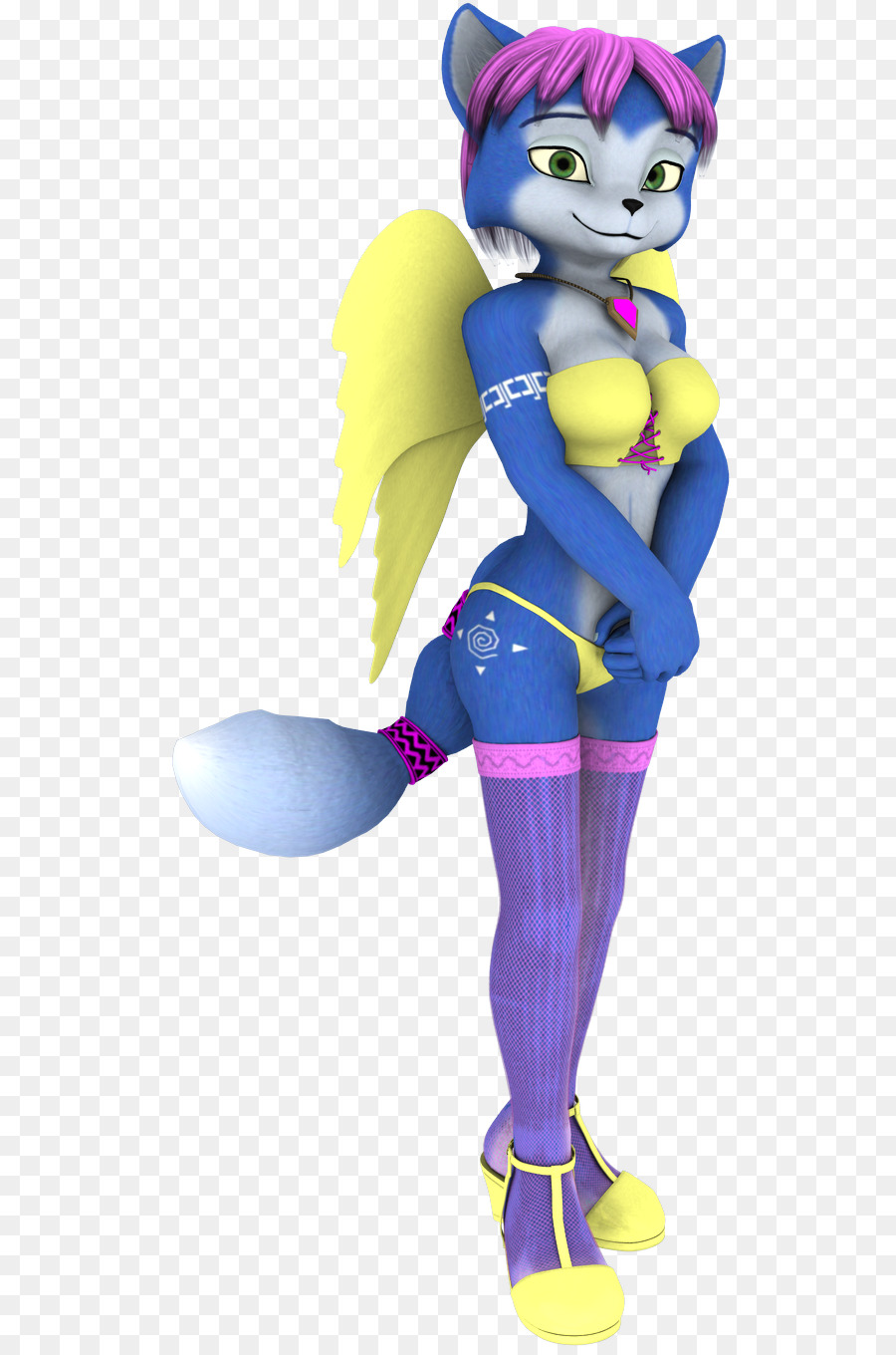 Personagem Gato Azul，Asas Amarelas PNG