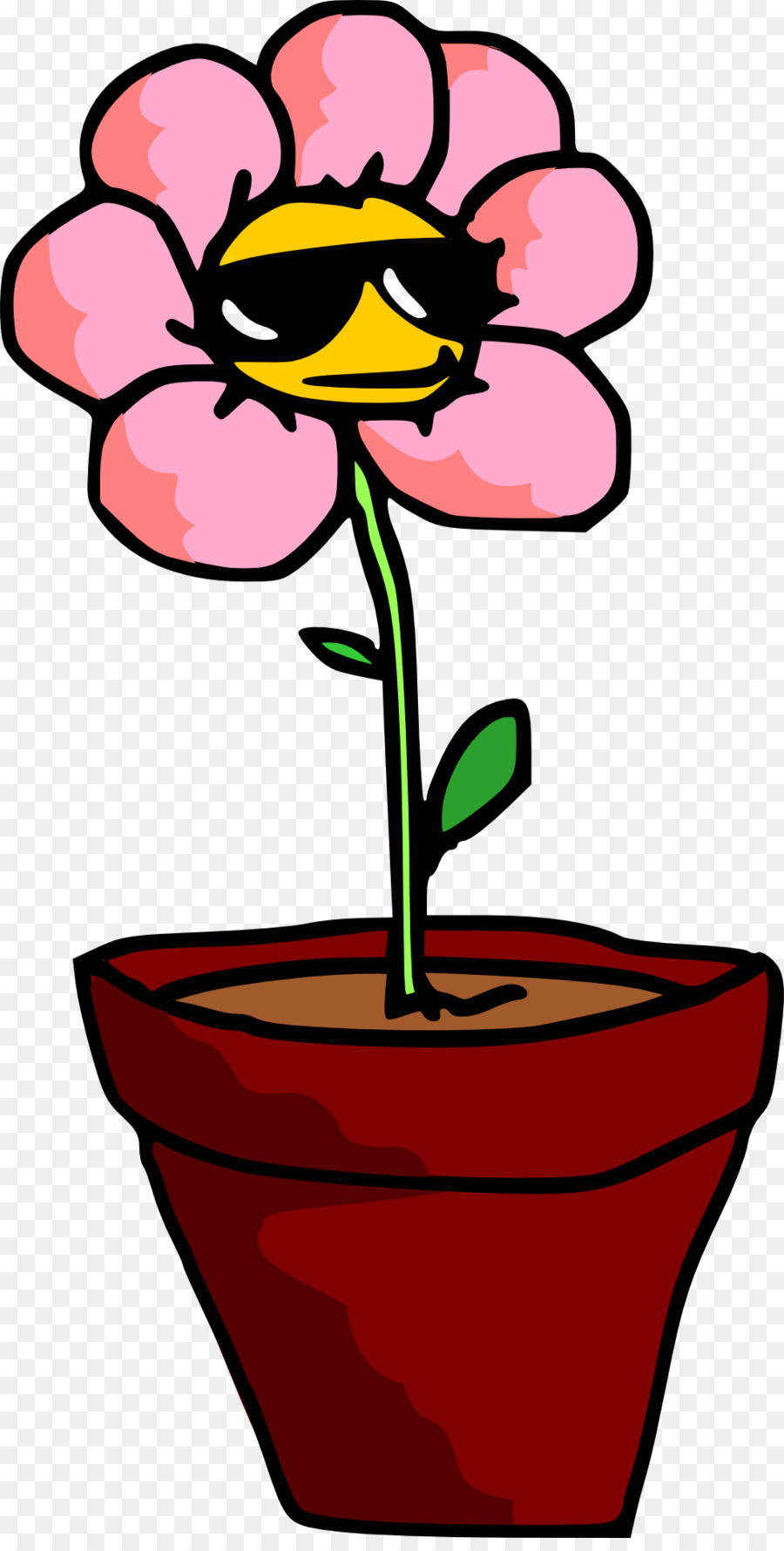 Flor Com óculos De Sol，Pote PNG