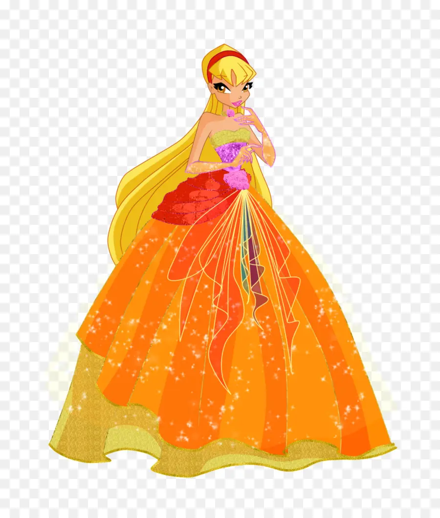 Princesa Em Vestido Laranja，Conto De Fadas PNG