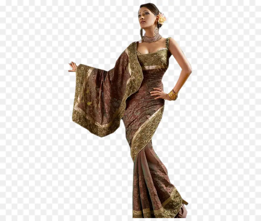 Mulher Em Vestido Tradicional，Sari PNG