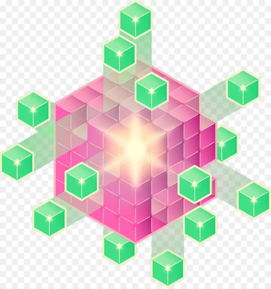 Cubo Isométrico，Cubos Verdes PNG