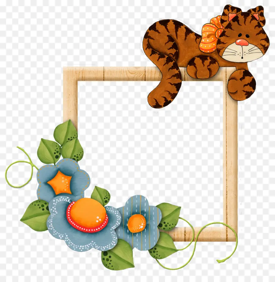 Gato E Flores，Quadro PNG