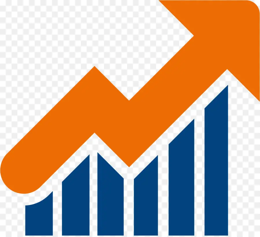 Gráfico De Barras Laranja E Azul Com Seta Para Cima，Gráfico PNG