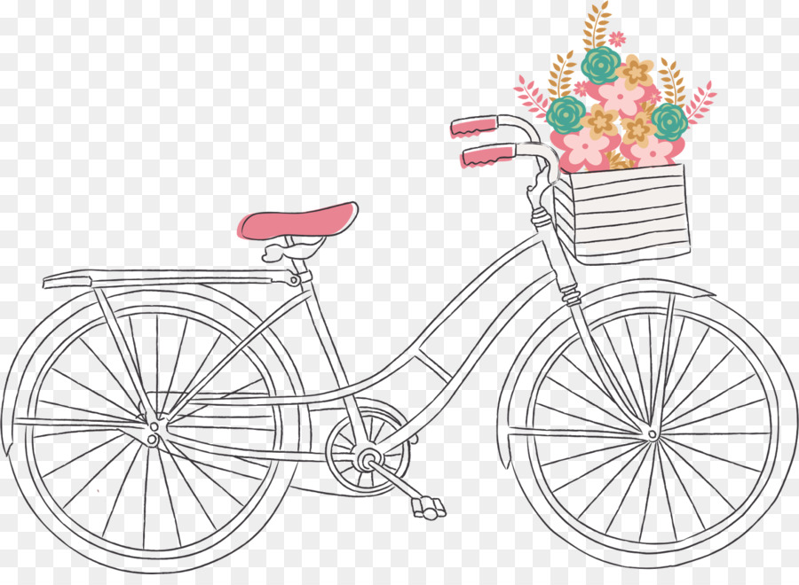 Bicicleta，Flores PNG