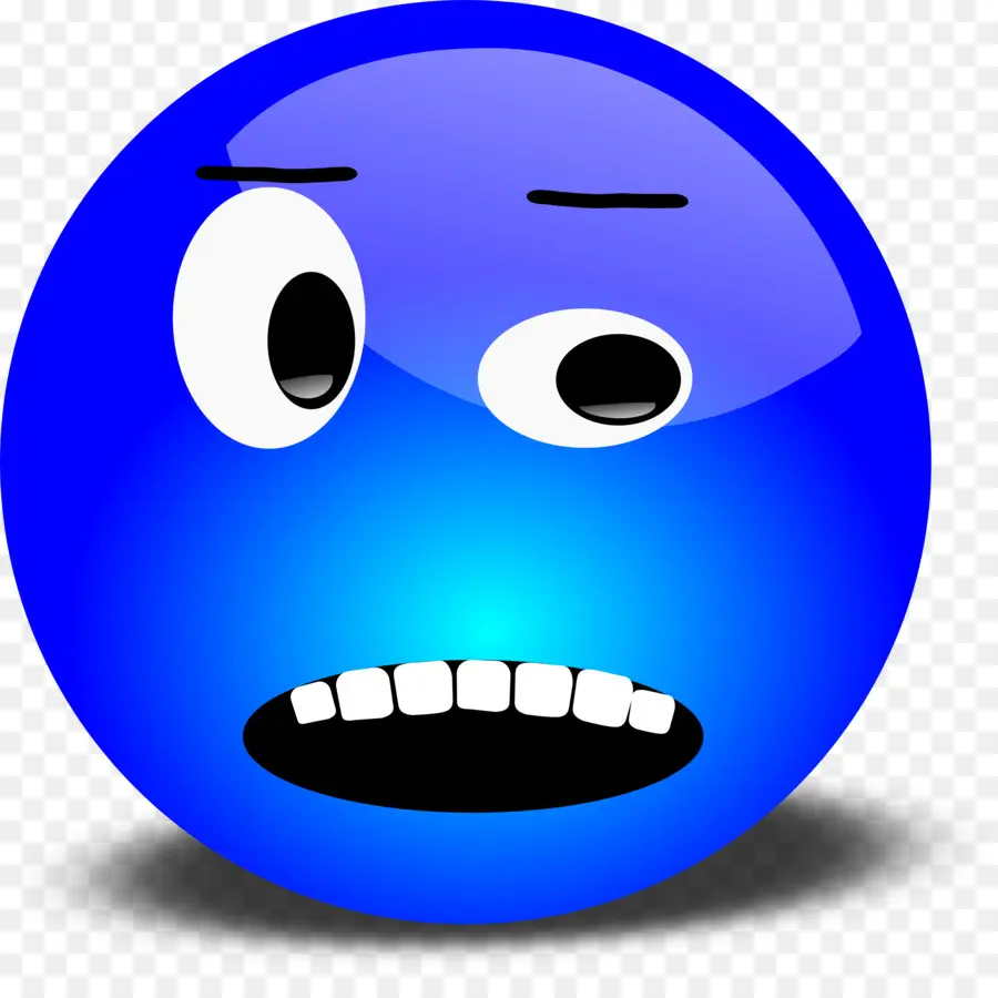 Emoji Gritando，Azul PNG