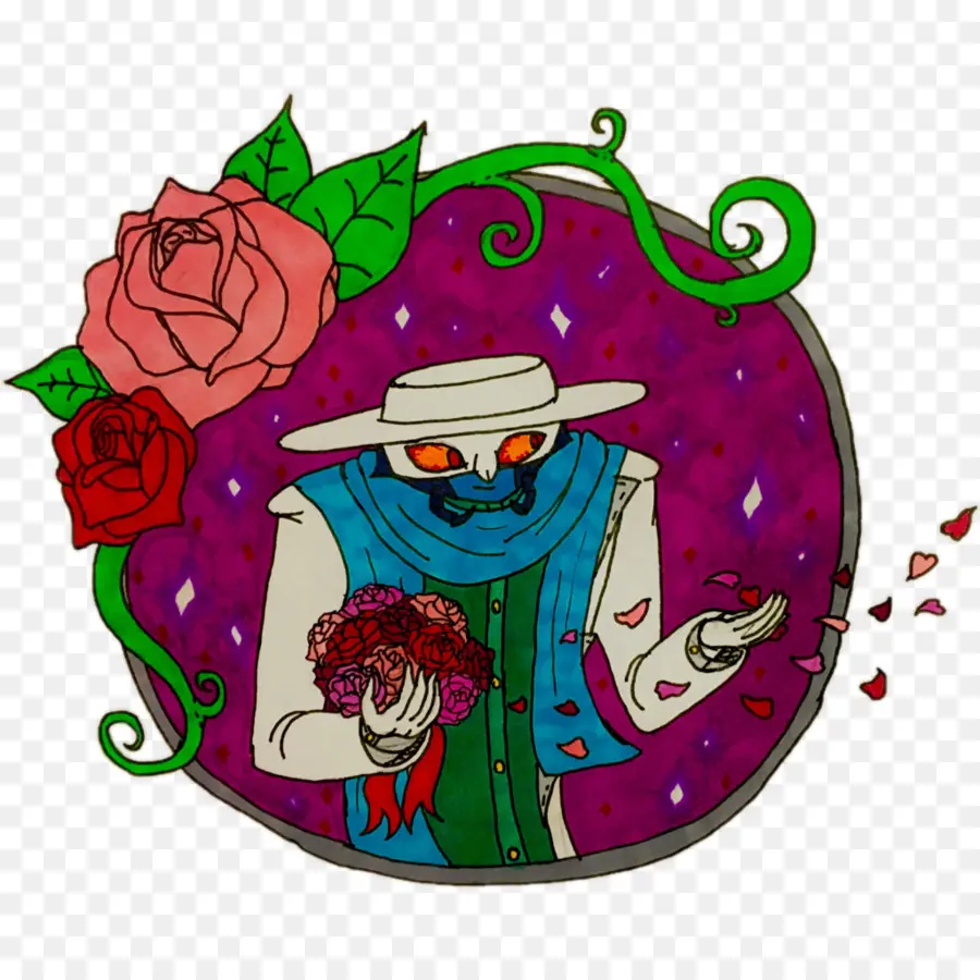 Esqueleto Com Flores，Rosas PNG