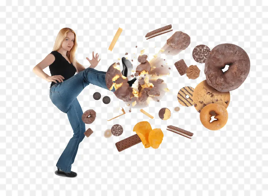 Mulher Chutando Junk Food，Saudável PNG