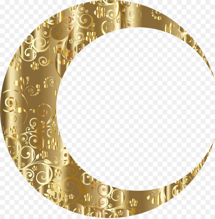 Crescente Dourado，Lua PNG