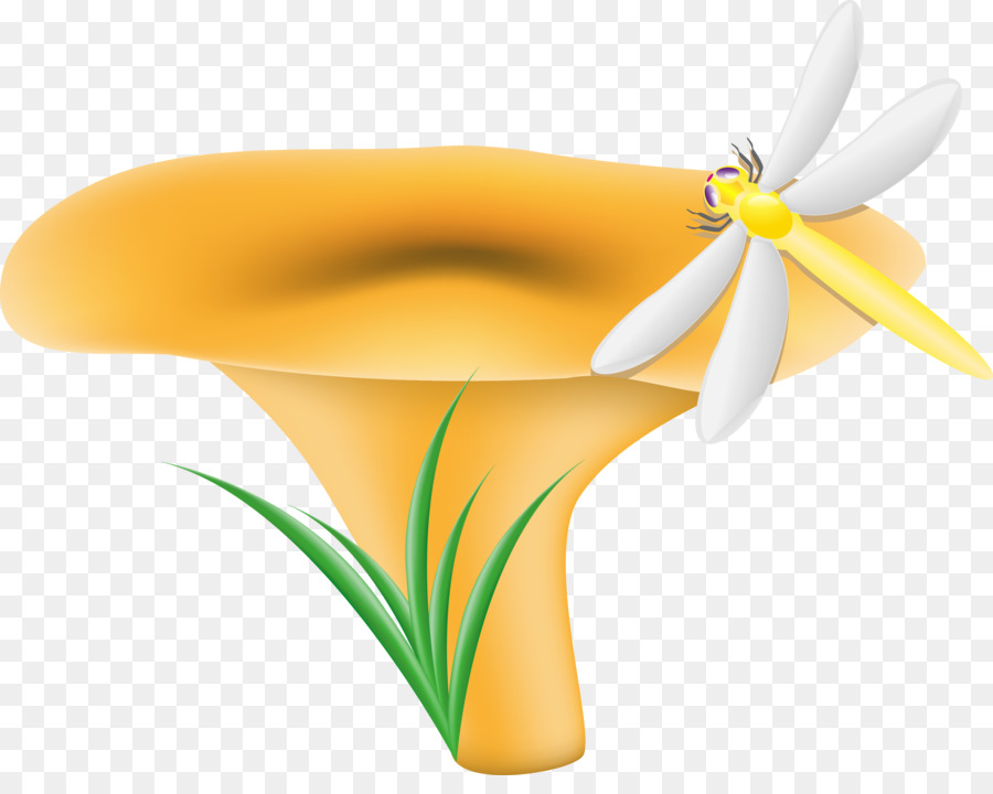 Cogumelo E Libélula，Amarelo PNG