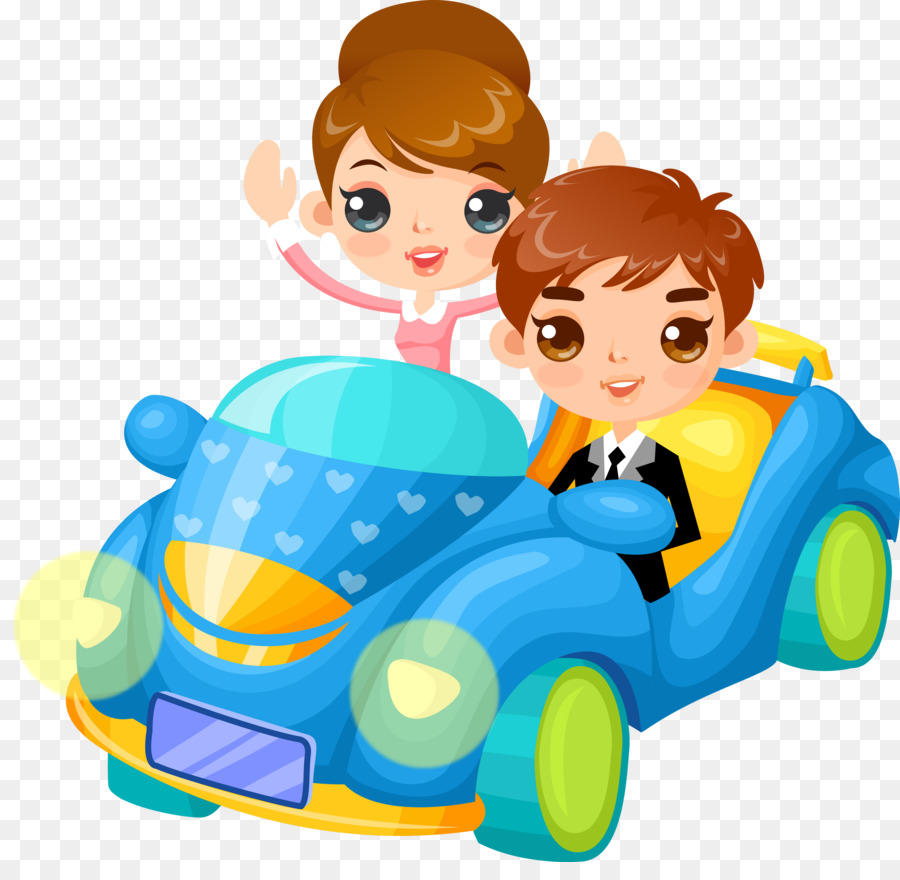 Casal De Desenho Animado No Carro，Condução PNG