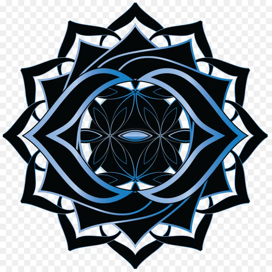 Mandala，Preto E Azul PNG