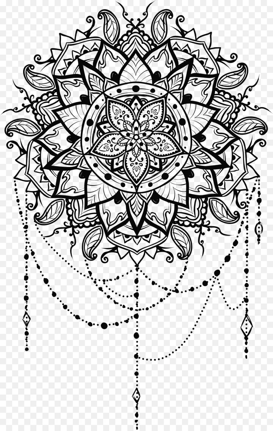 Arte De Linha，Mandala PNG