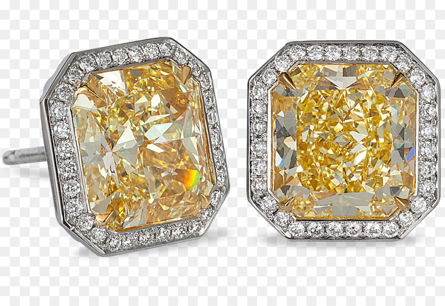 Brincos De Diamante Amarelo，Diamantes PNG