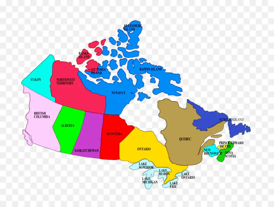 Mapa Do Canadá，Colorido PNG