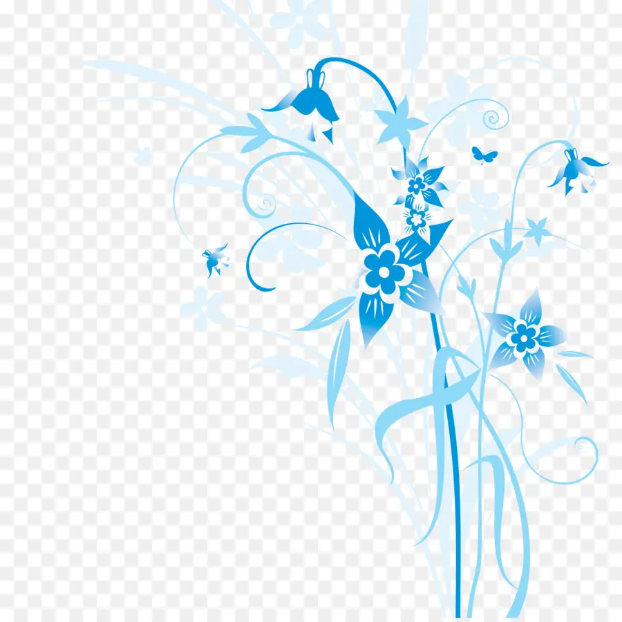 Desenho Floral Azul，Azul PNG