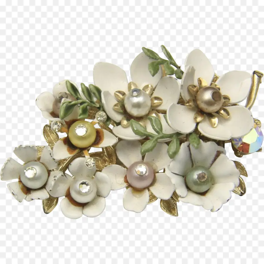 Broche Floral，Branco PNG