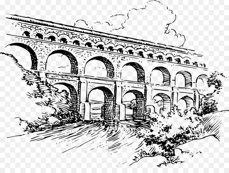 Pont Du Gard，Aqueduto Romano PNG