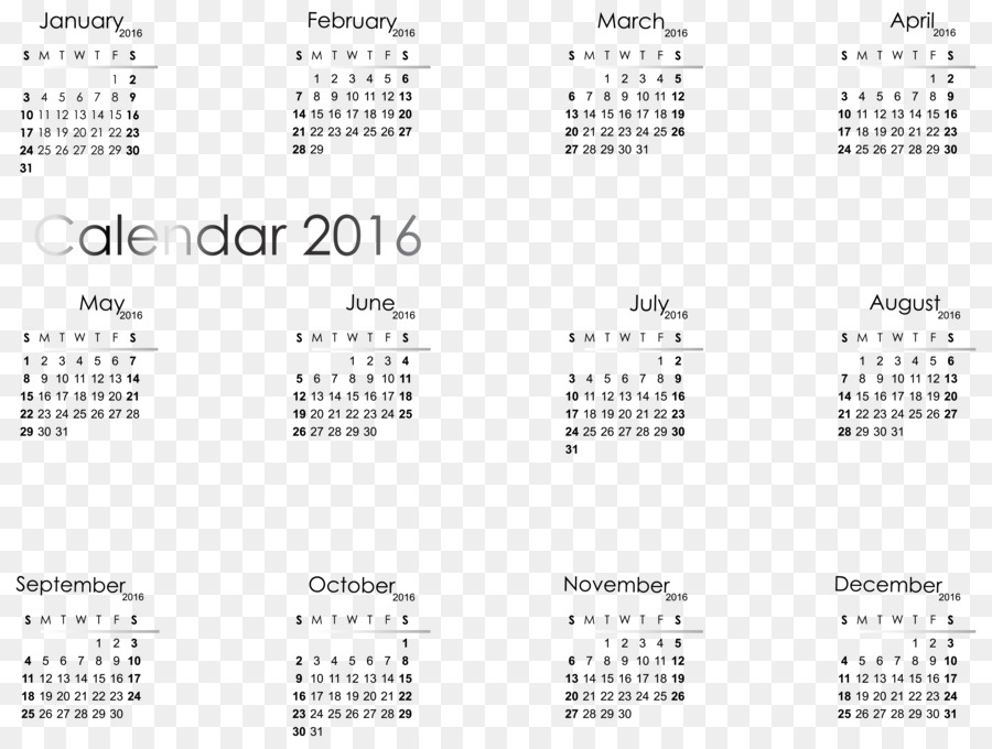 Calendário 2016，Ano PNG