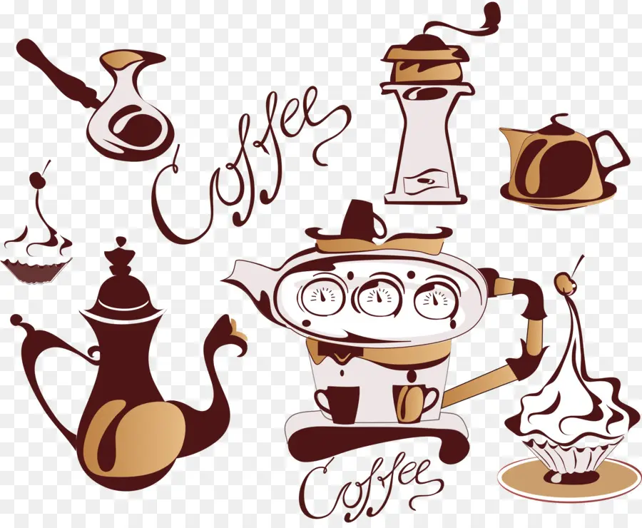 Doodles De Café，Cafeteiras PNG