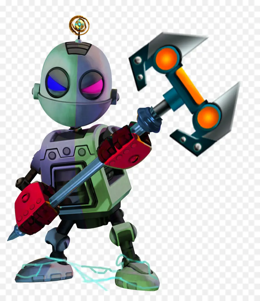 Robô Com Machado，Arma PNG