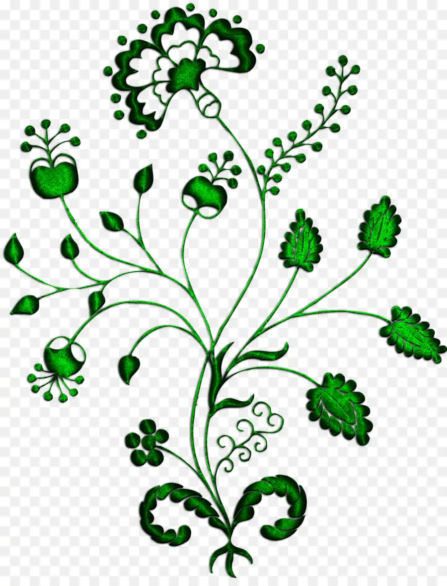 Desenho Floral Verde，Flor PNG