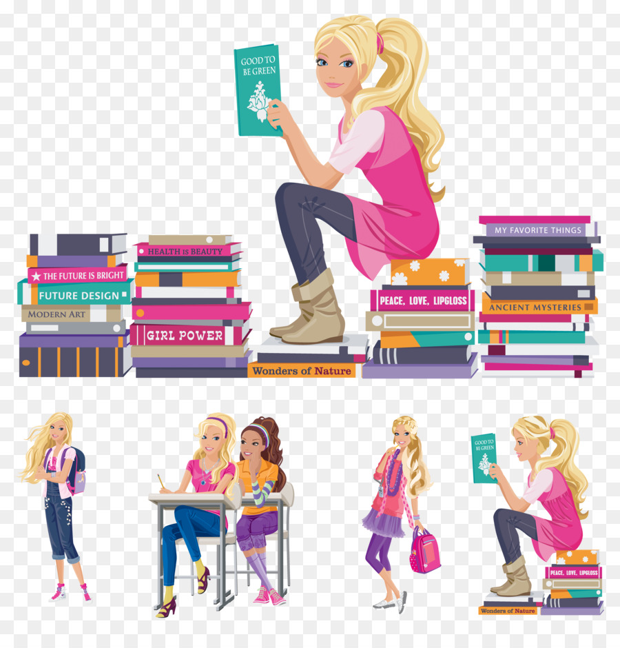 Menina Loira Lendo Livro，Livros PNG