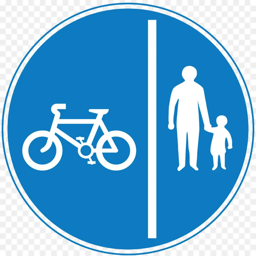 Sinal De Bicicleta E Pedestre，Azul PNG