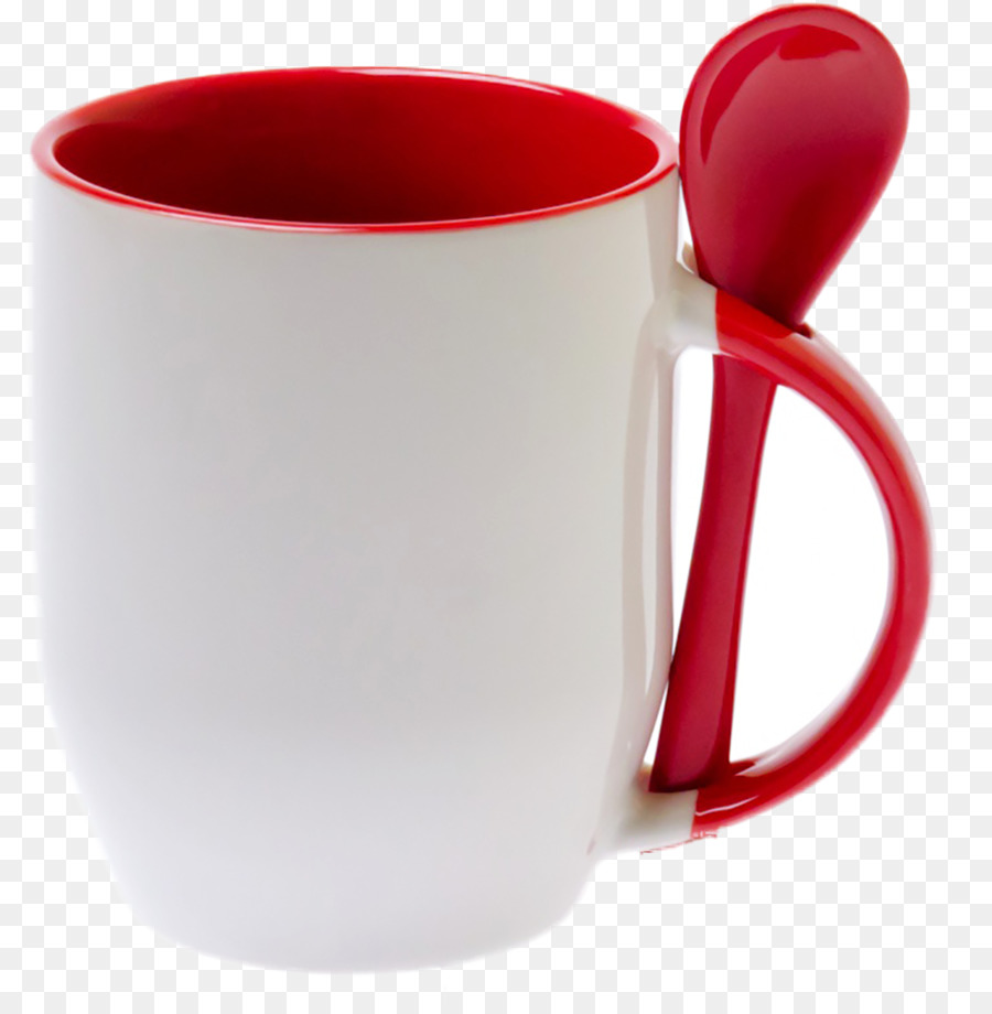 Caneca Vermelha E Branca，Colher PNG