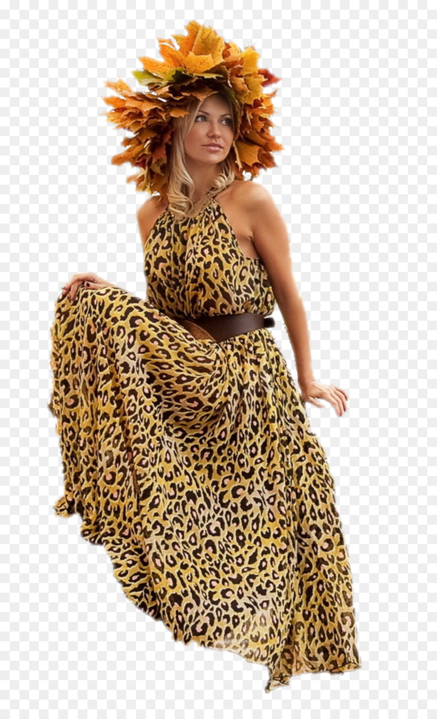 Vestido Estampado Leopardo，Moda PNG