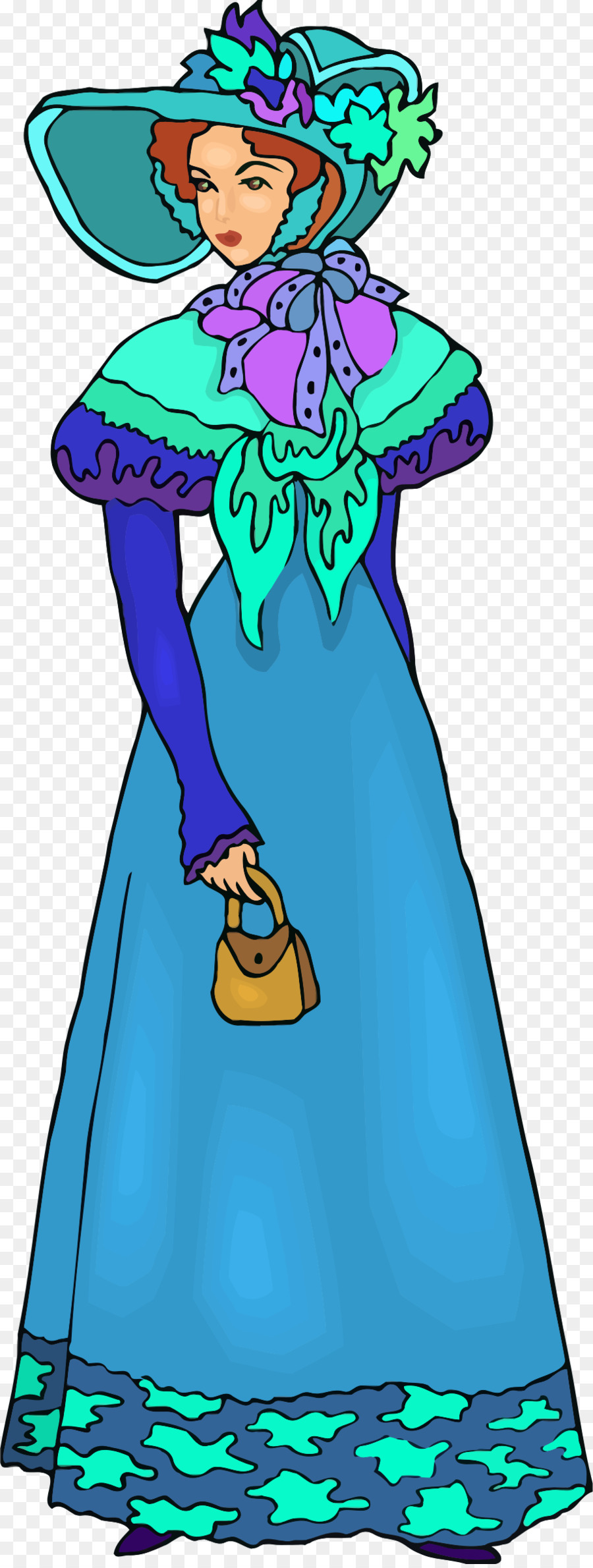 Vestido Azul，Chapéu PNG