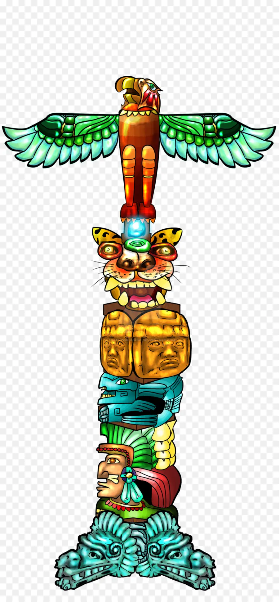 Totem Colorido，Arte Indígena PNG