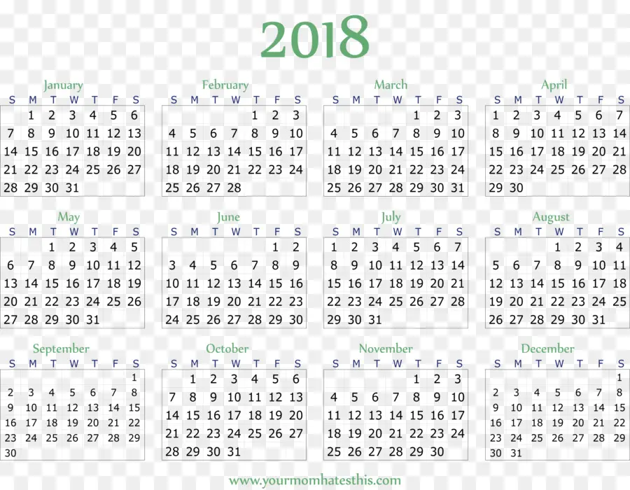 Calendário 2018，Datas PNG