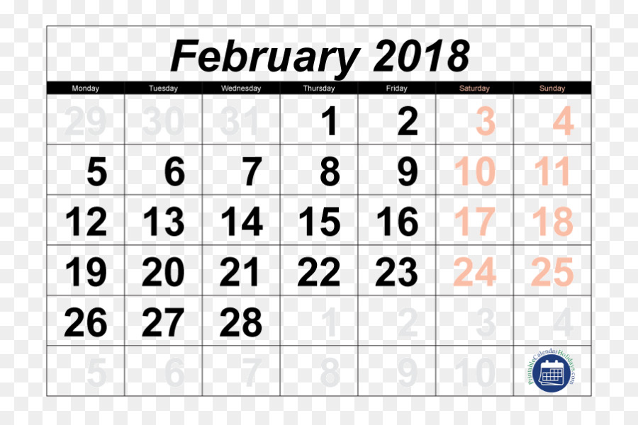 Calendário De Fevereiro De 2018，Datas PNG