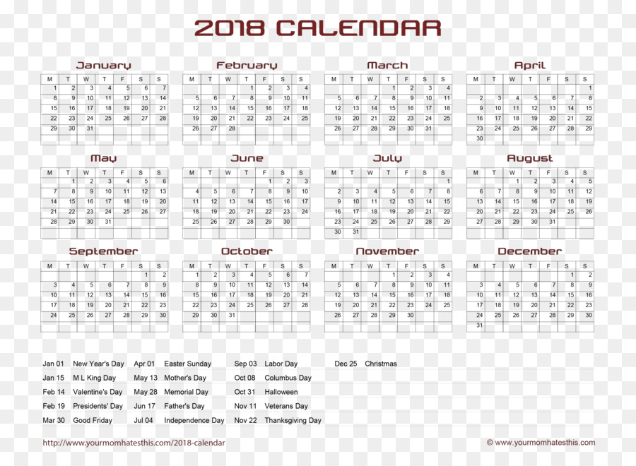 Calendário，Dois Mil Dezoito PNG