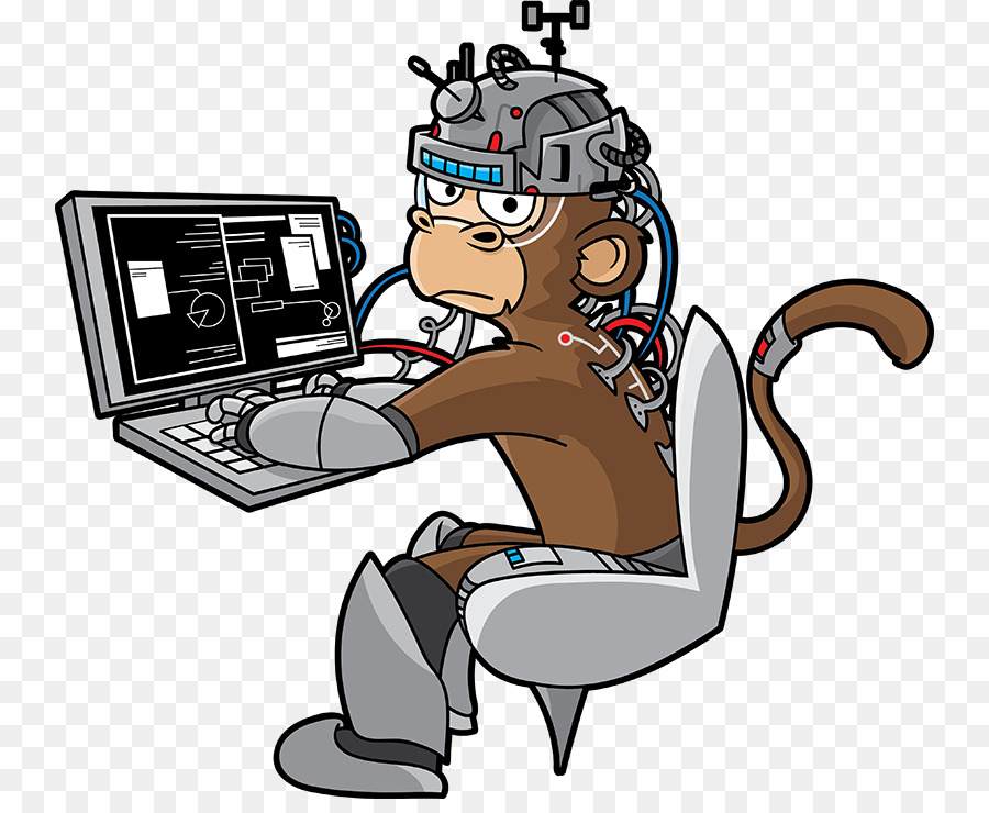 Macaco Com Computador，Cibernético PNG