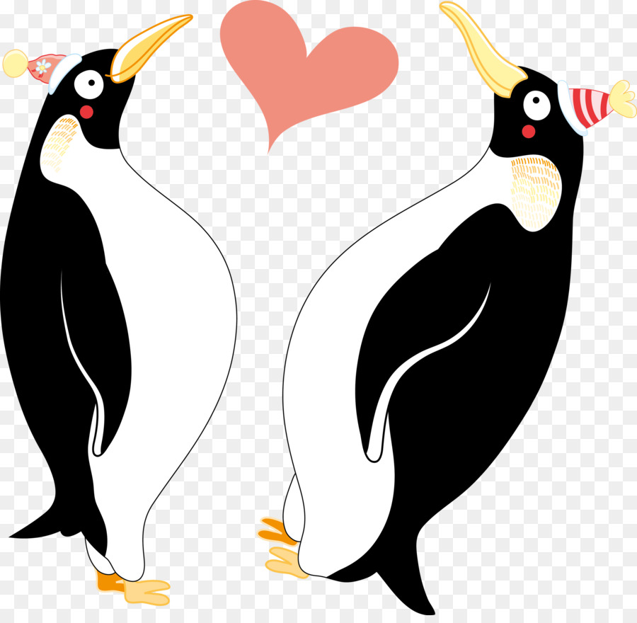 Pinguins，Coração PNG