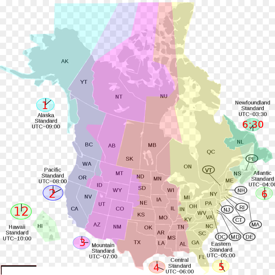 Mapa De Fuso Horário，Canadá PNG