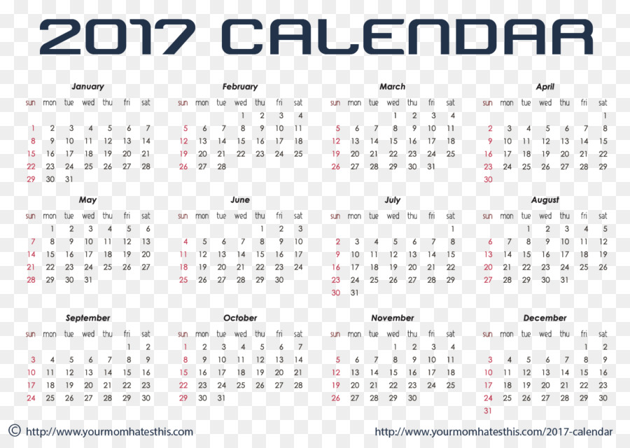 Calendário 2017，Ano PNG