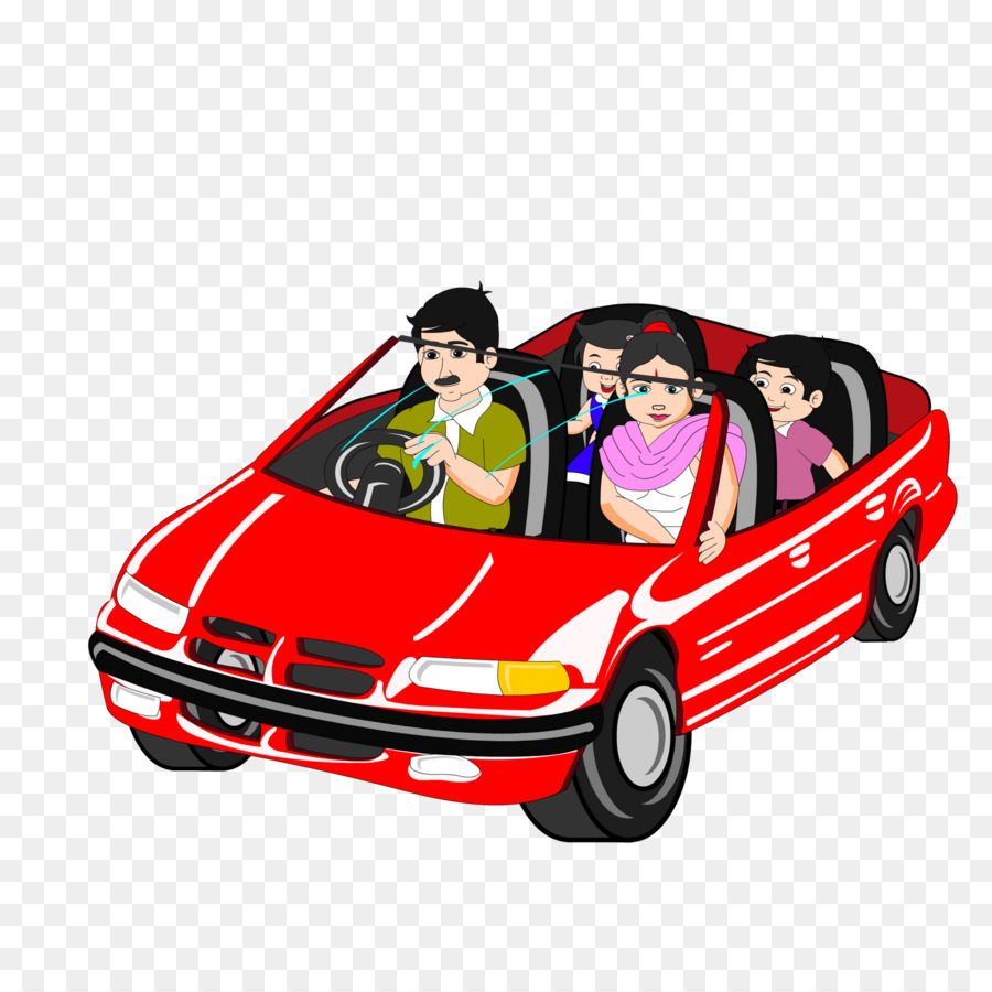 Carro Vermelho Com Pessoas，Veículo PNG