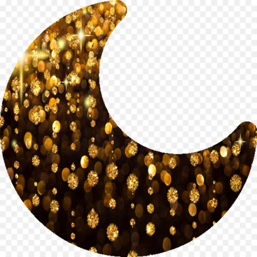 Crescente Dourado，Lua PNG