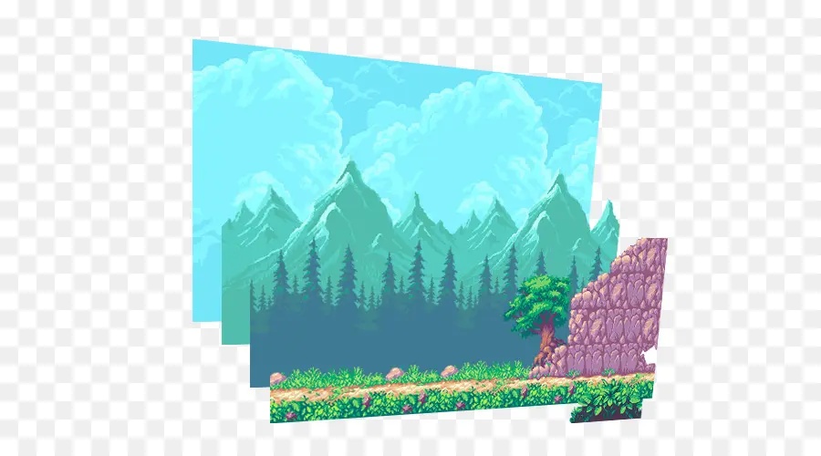 Paisagem De Pixel Art，Montanhas PNG