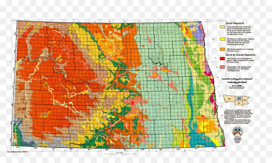 Mapa Geológico，Dakota Do Norte PNG